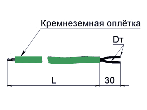 чертеж термопары (преобразователя термоэлектрического) 1199/52 бескорпусной - ТД Энергоприбор